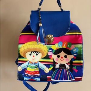 Colorful Backpack with Folk Art Design